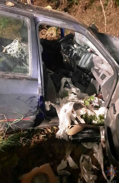 В Березовском районе машина съехала в кювет и врезалась в дерево