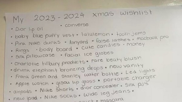 Школьница написала такой список подарков, что он стал вирусным